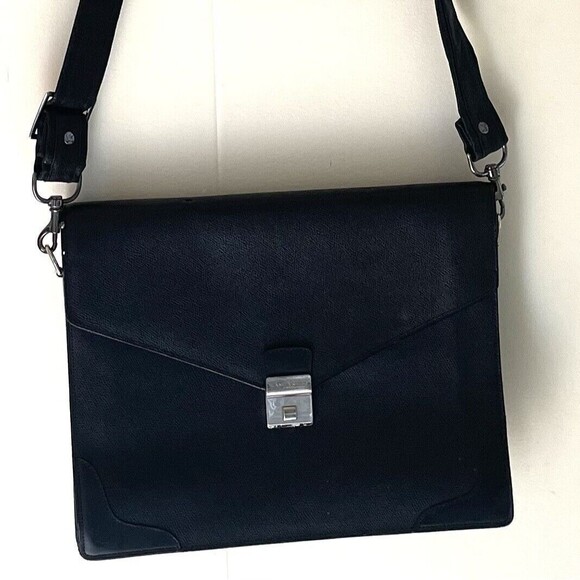 Lancaster Other - LANCASTER Paris Vintage Leather Professional Briefcase Bag Unisex Black Shoulder